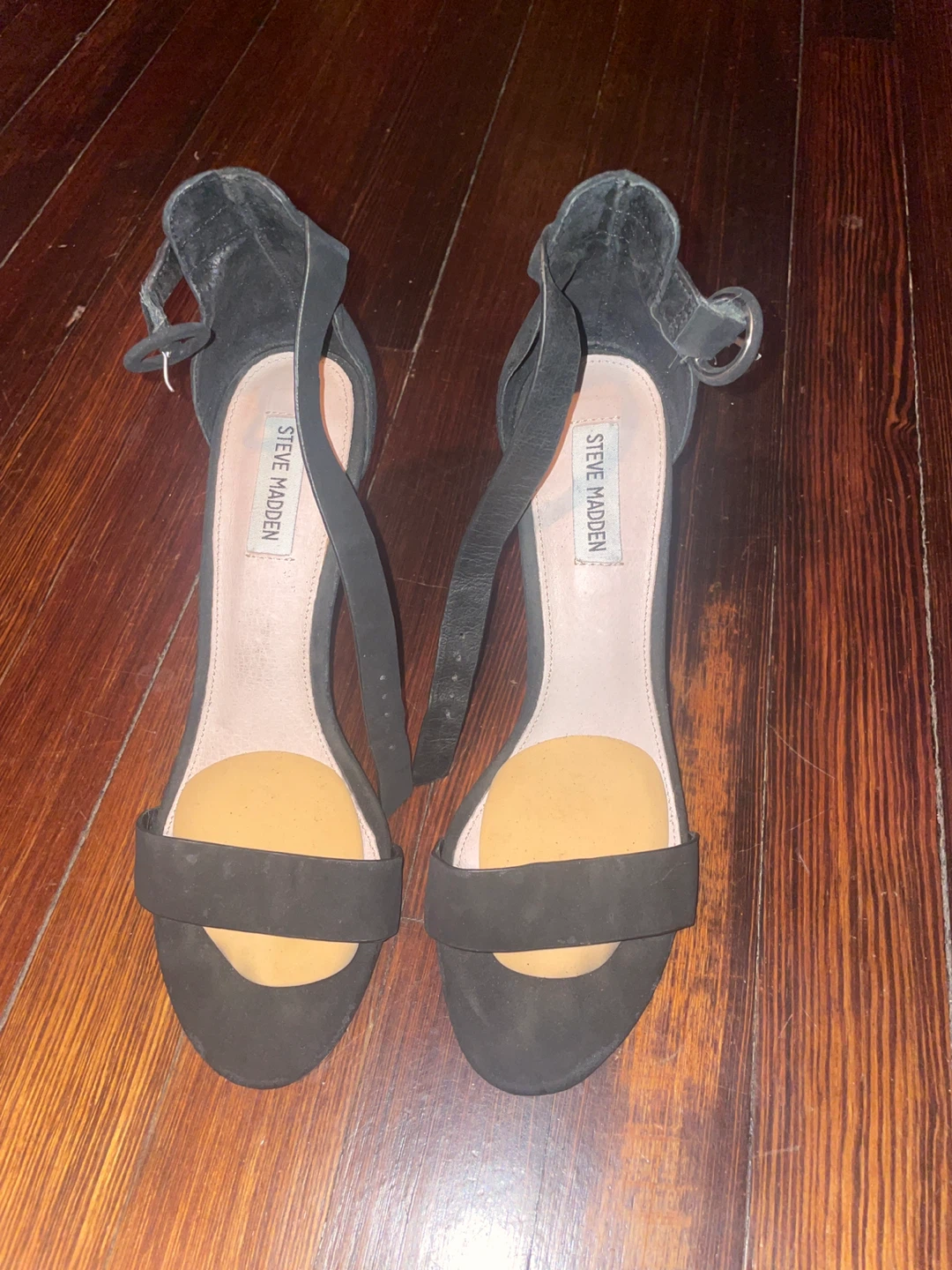Steve Madden Black Suede Heels with Ankle Strap