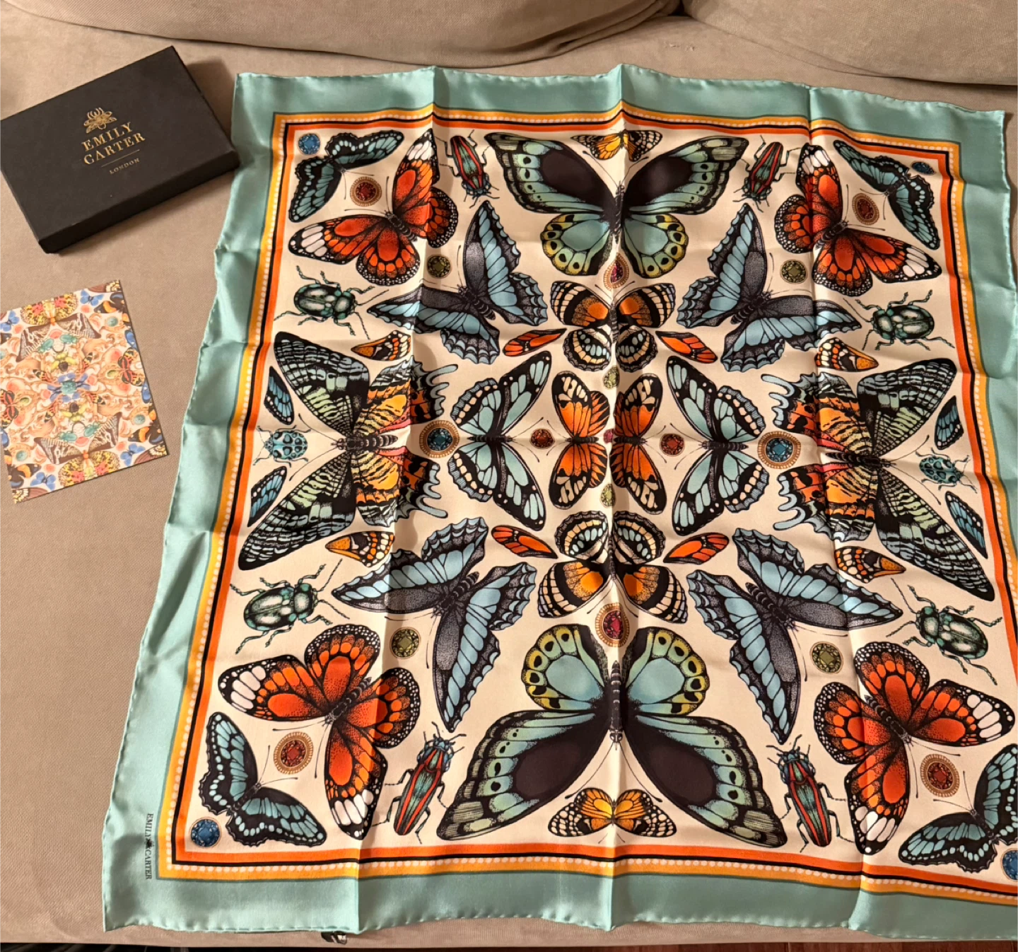 Emily Carter London Butterfly Print Silk Scarf🏆