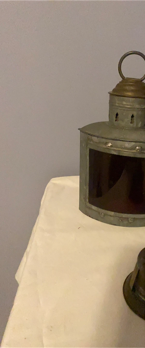 Vintage Metal Lantern with Red Glass - photo 3