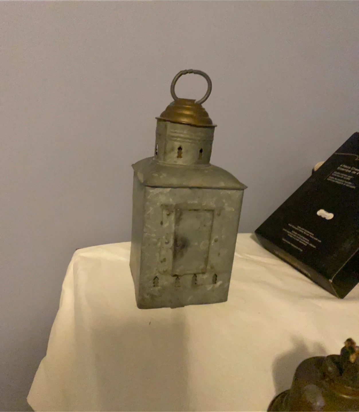 Vintage Metal Lantern with Red Glass - photo 4