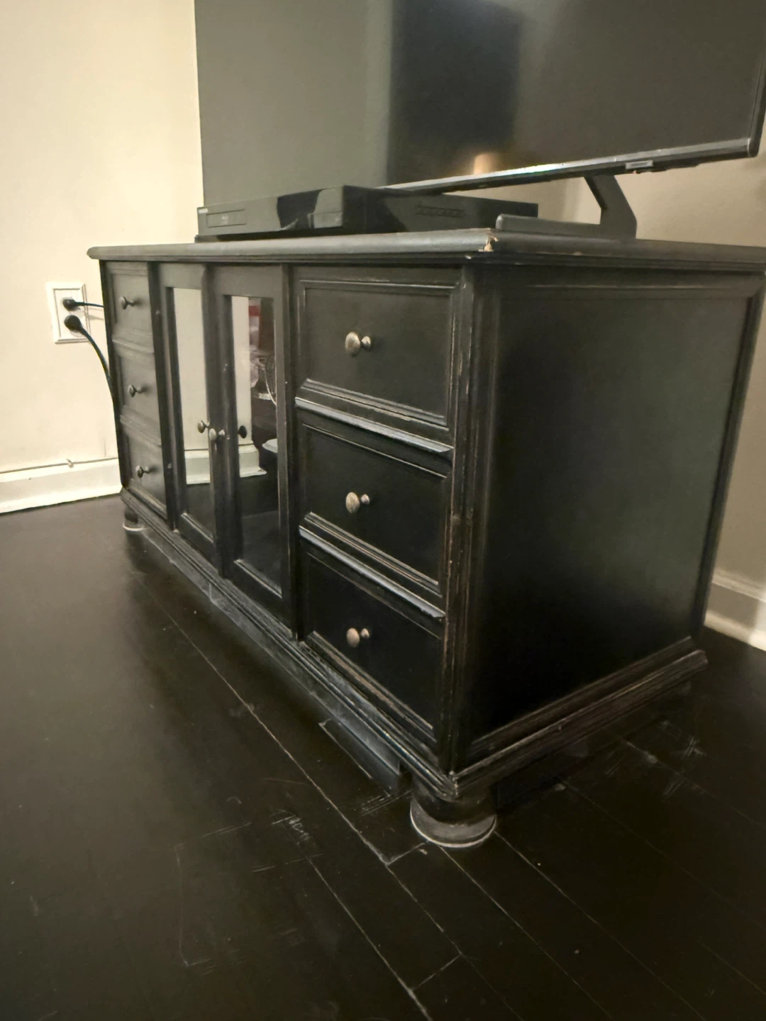 Black Distressed TV Stand - photo 2