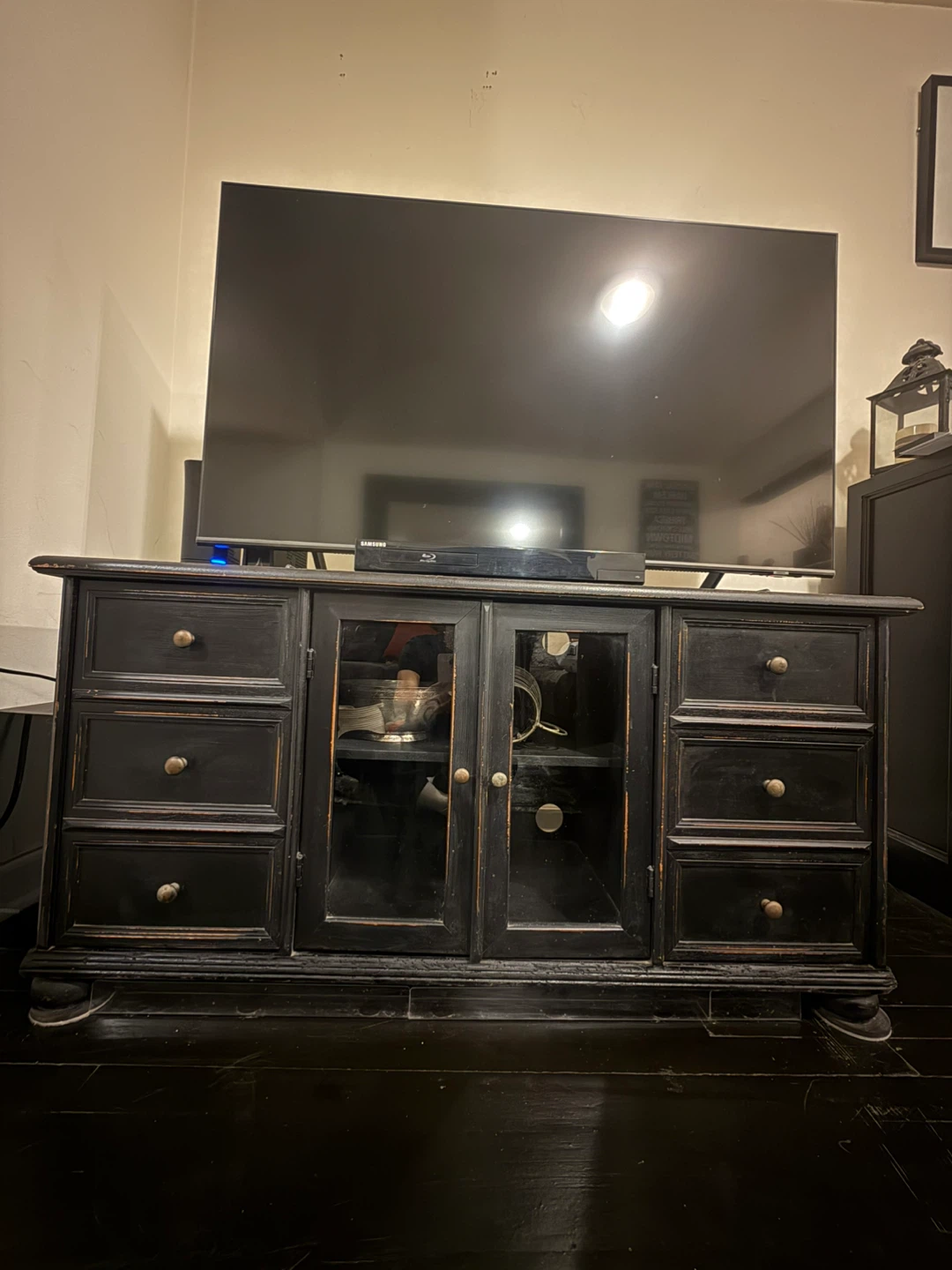 Black Distressed TV Stand