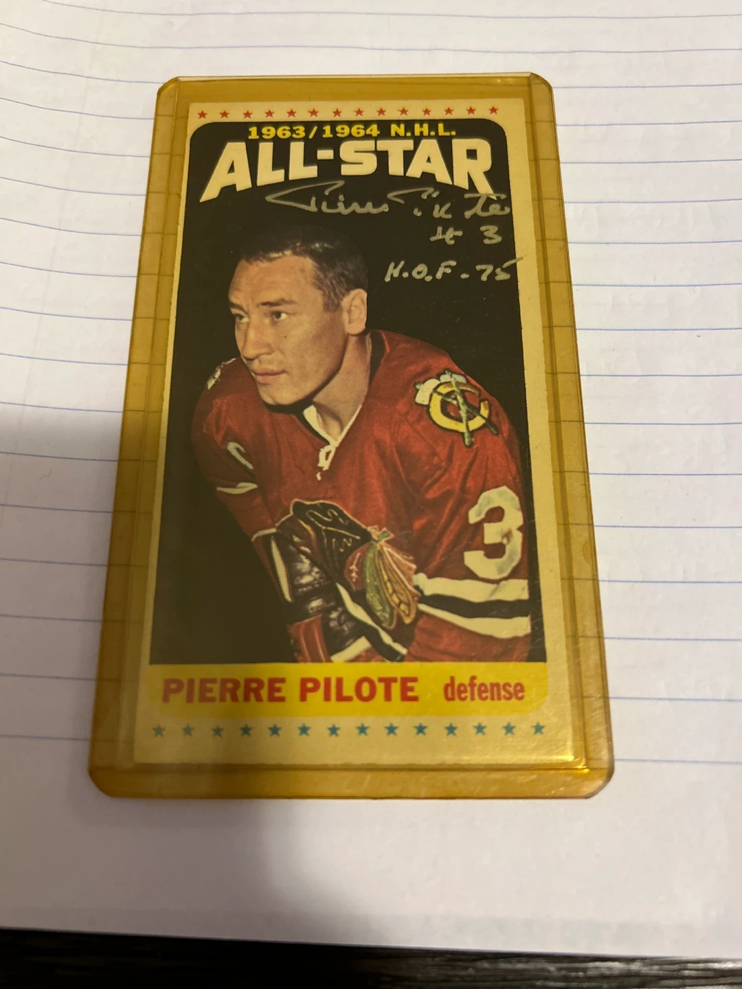 1963/1964 N.H.L. All-Star Pierre Pilote Hockey Card