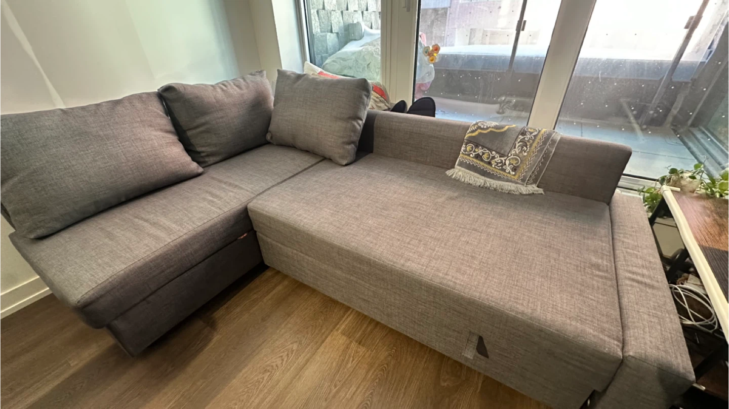 Grey Sectional Sofa with Pull-Out Bed