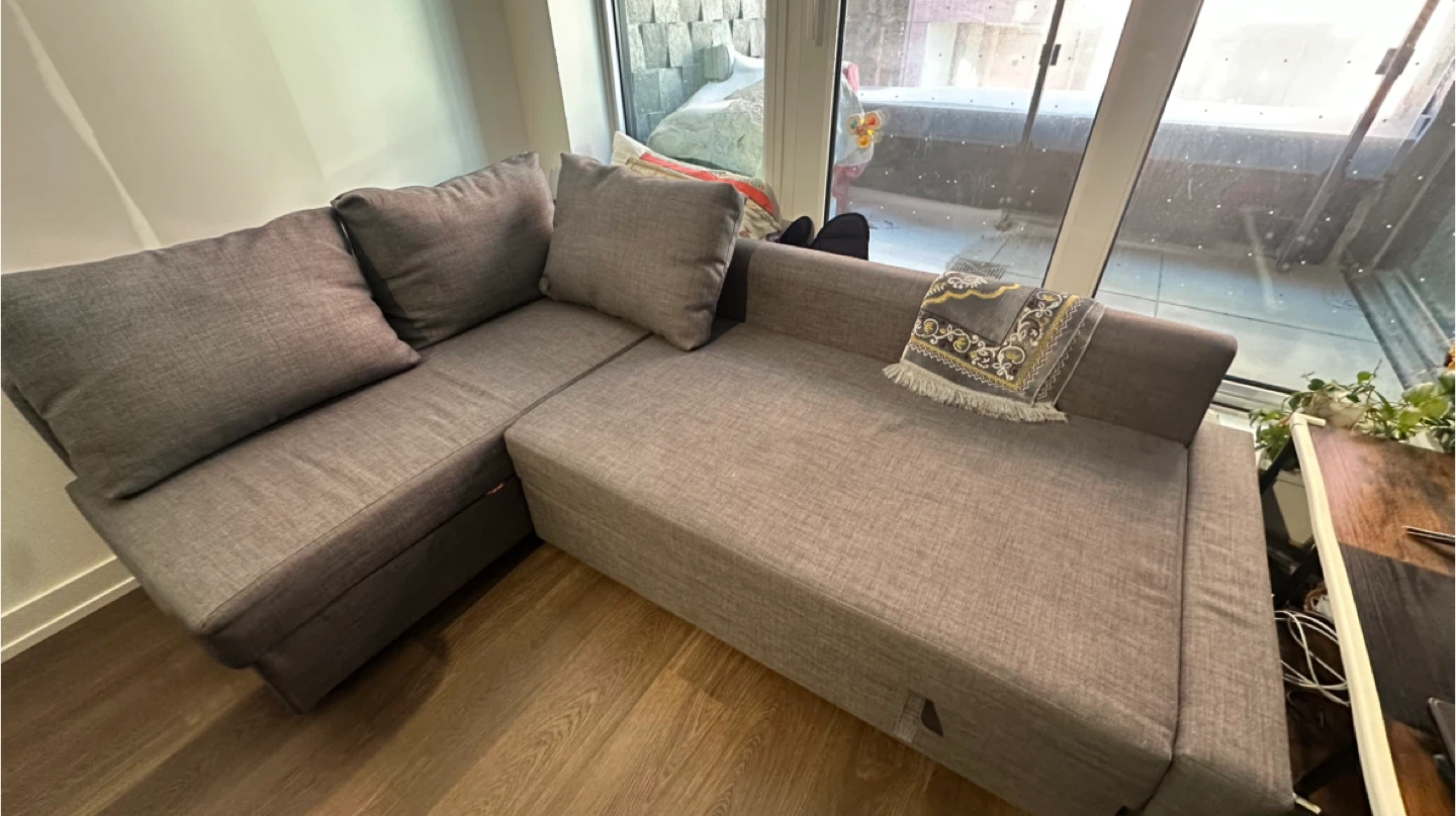 Grey Sectional Sofa with Pull-Out Bed - photo 2