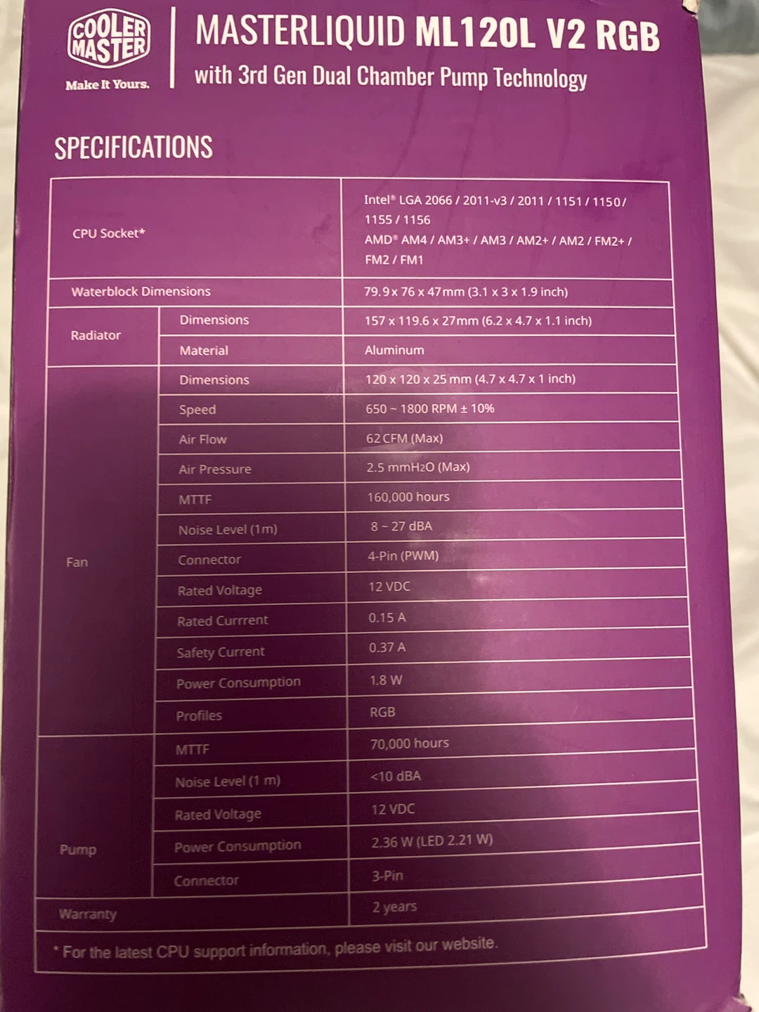 Cooler Master MasterLiquid ML120L V2 RGB Liquid CPU Cooler - photo 2