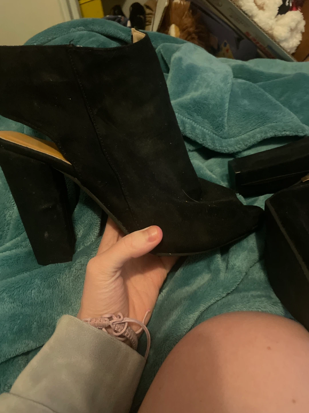 Black Peep-Toe Ankle Boots with Zipper - photo 3