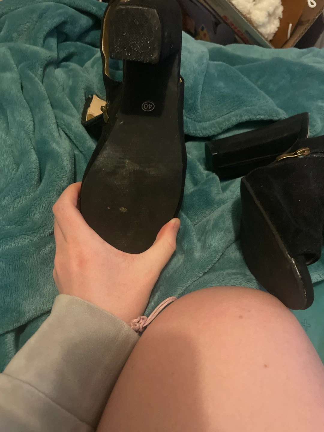 Black Peep-Toe Ankle Boots with Zipper - photo 4