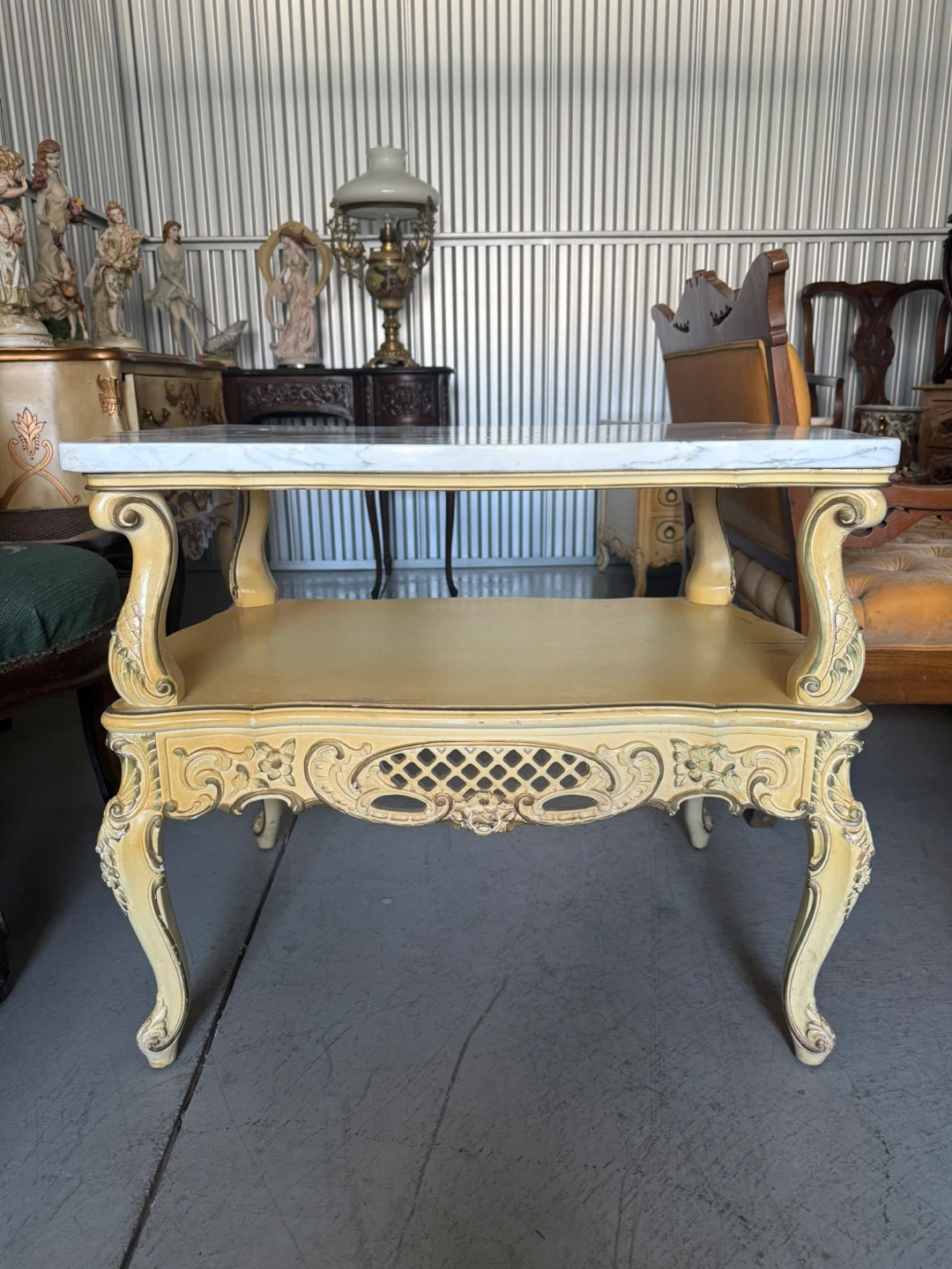 Vintage Marble Top End Table - photo 3