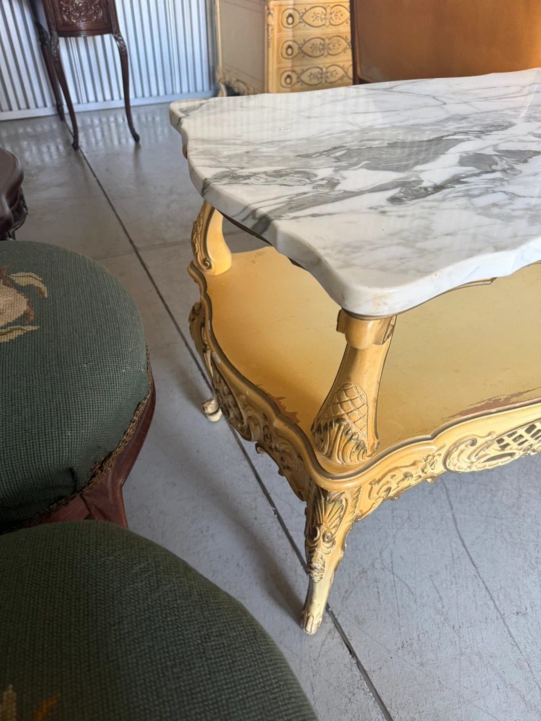 Vintage Marble Top End Table
