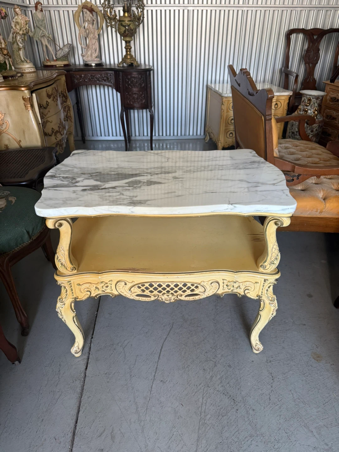 Vintage Marble Top End Table - photo 2