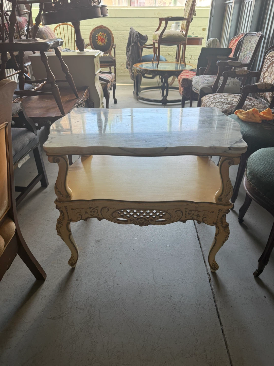 Vintage Marble Top End Table - photo 4