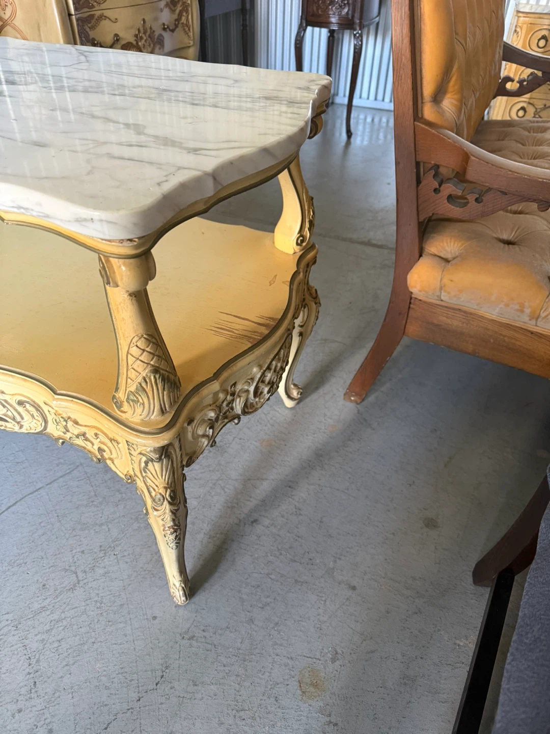 Vintage Marble Top End Table - photo 5