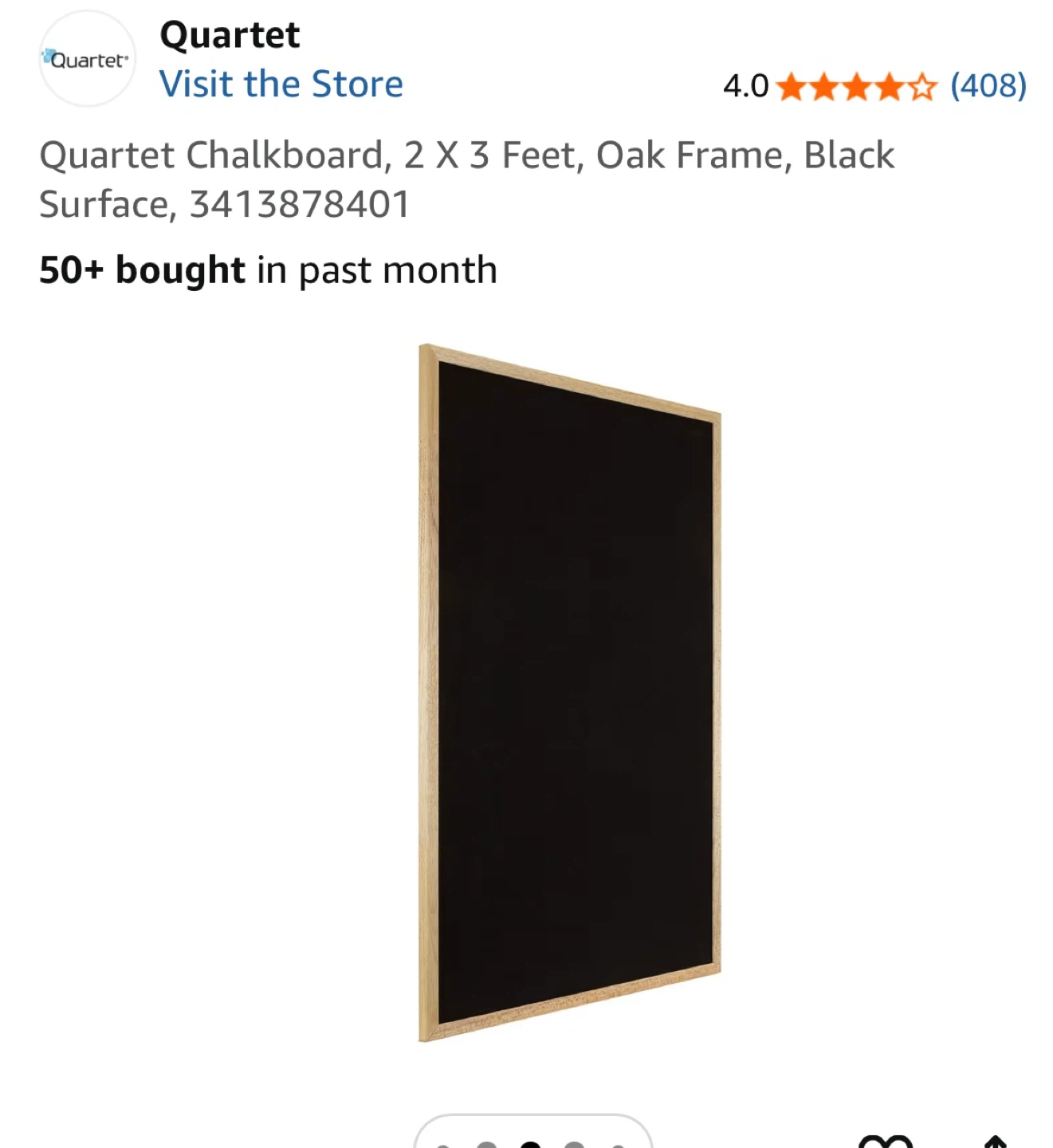 Quartet Chalkboard - 2 x 3 Feet, Oak Frame, Black