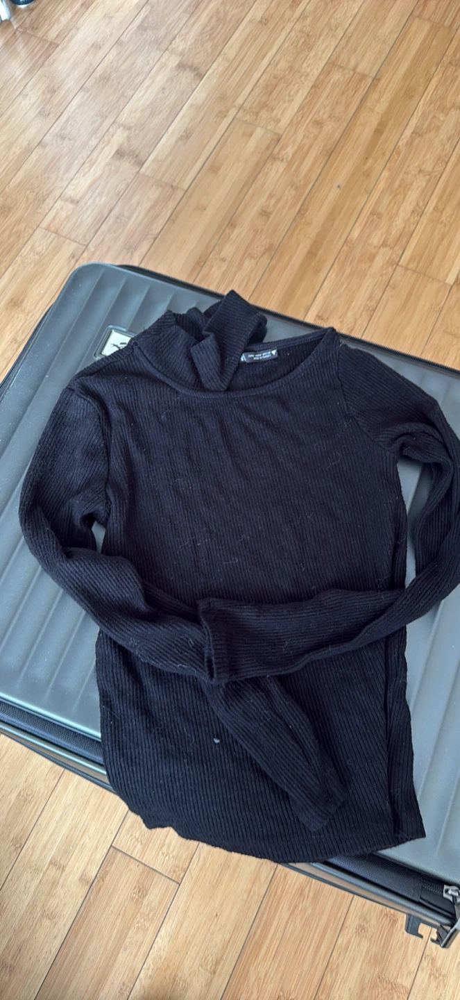 Black Ribbed Turtleneck Sweater