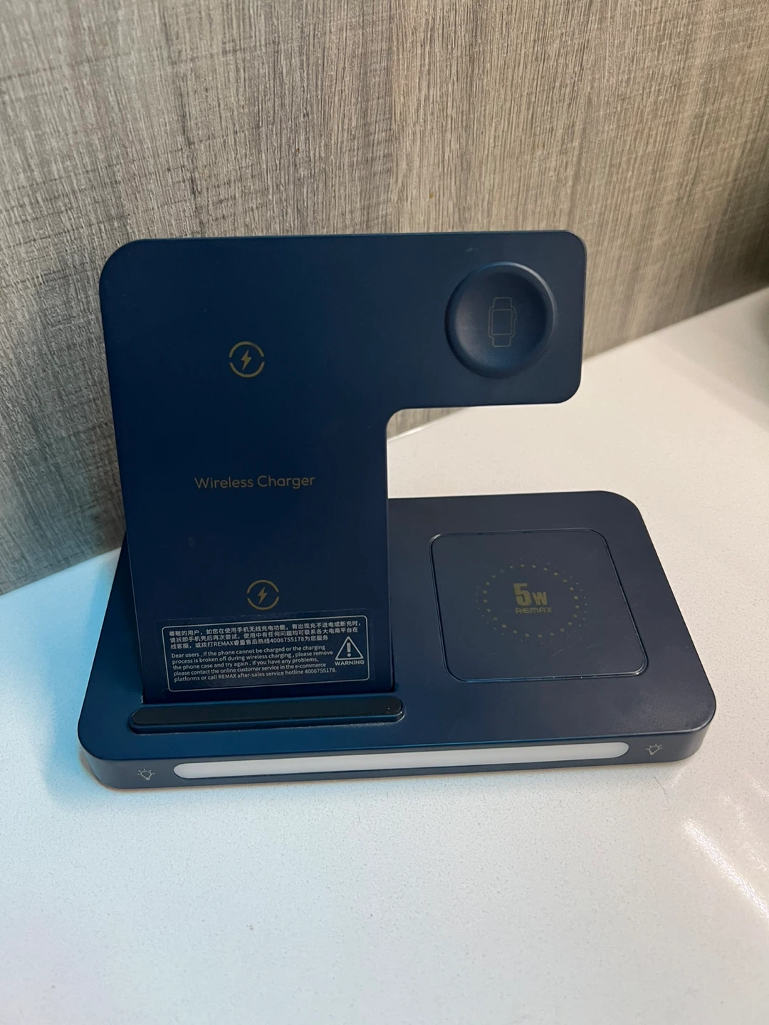 Blue 3-in-1 Wireless Charger Stand