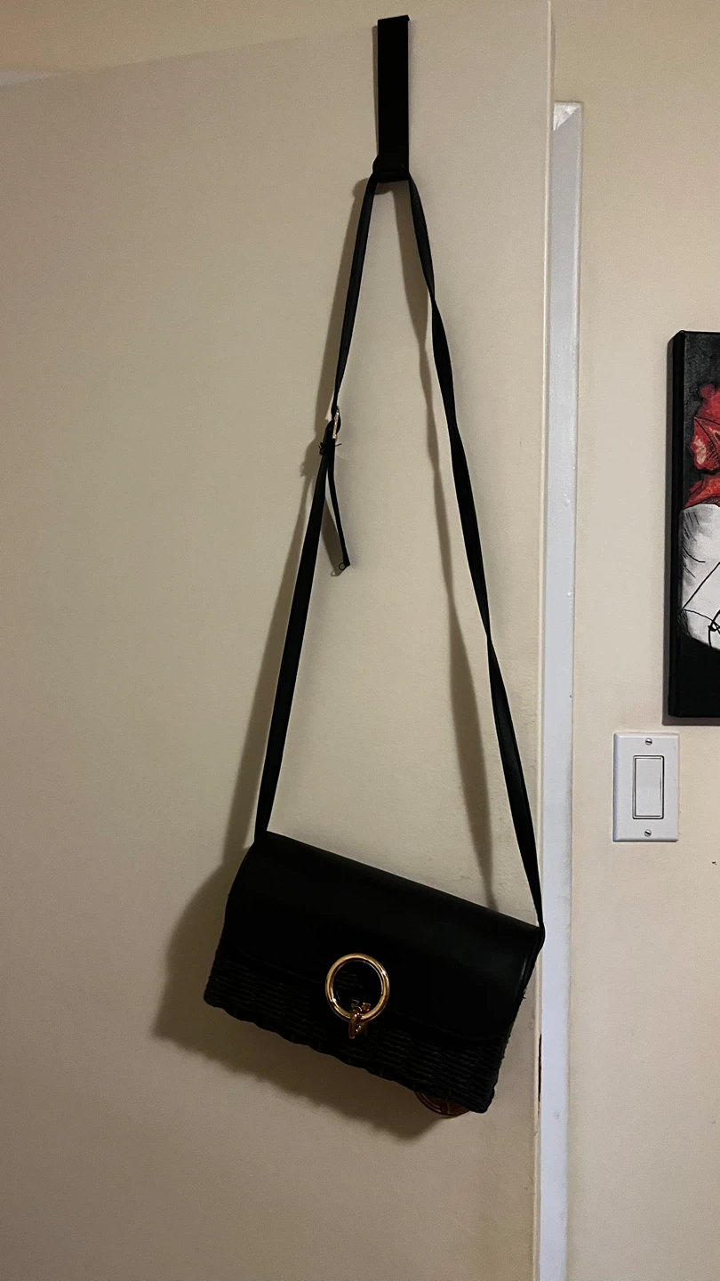 Black Shoulder Bag with Gold Ring Detail AS-IS🏆