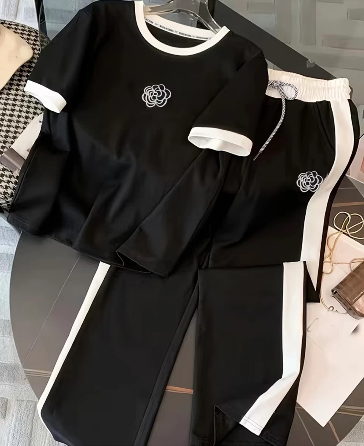 Black and White Tracksuit Set