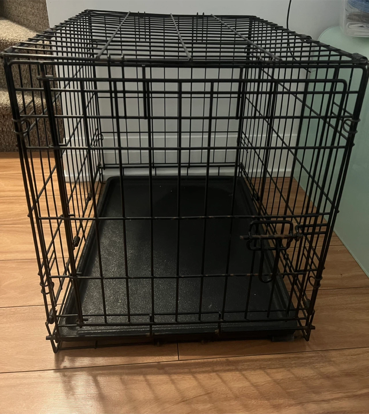 Black Metal Dog Crate with Tray - photo 2