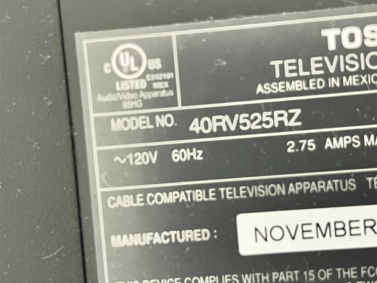 USED Toshiba 40-inch 1080p LCD HDTV - photo 3