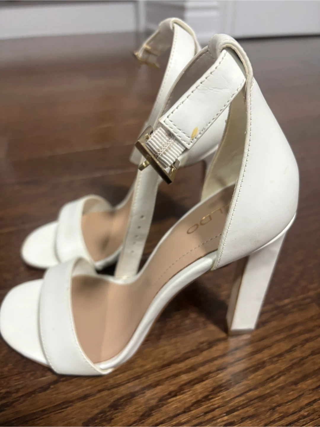 ALDO White Strappy Block Heel Sandals