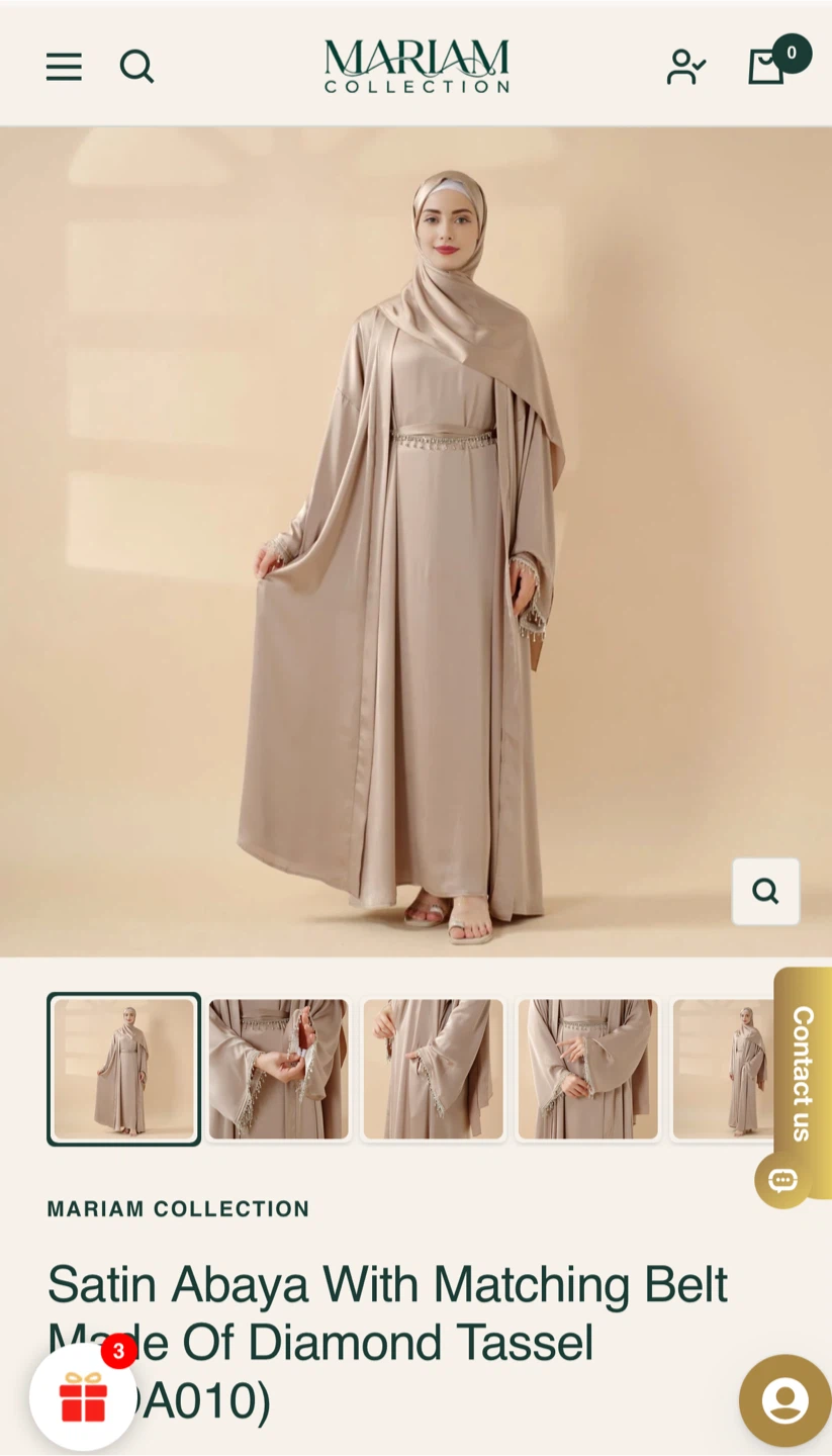 3-pcs Mariam’s Collection Beige Beaded Abaya