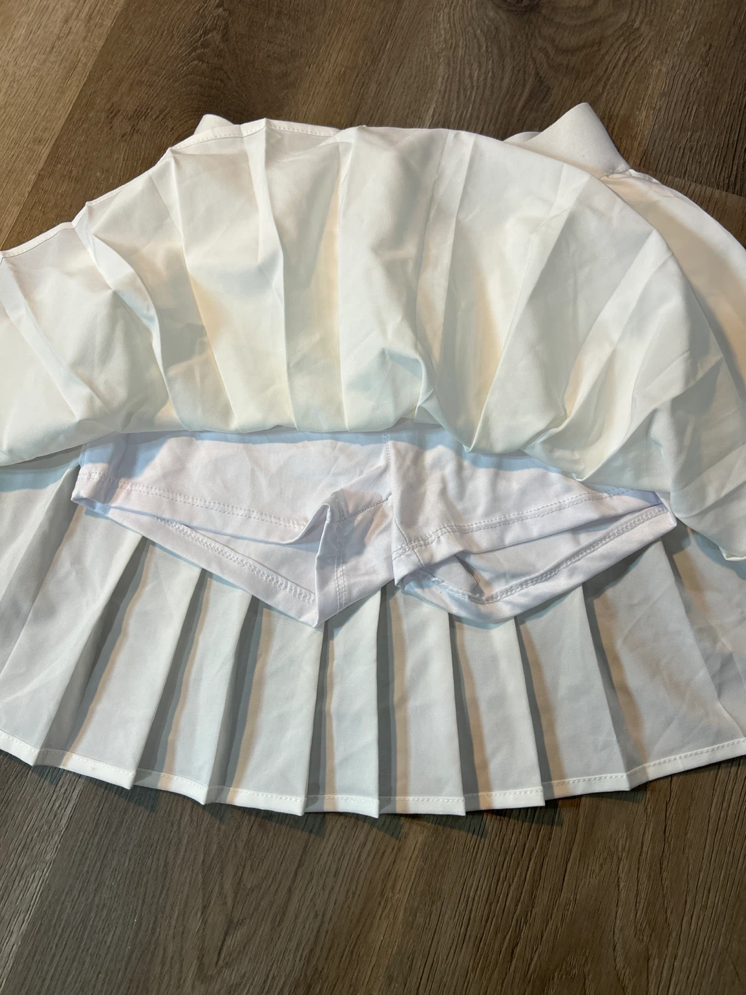 White Pleated Tennis Skirt with Built-in Shorts - photo 3
