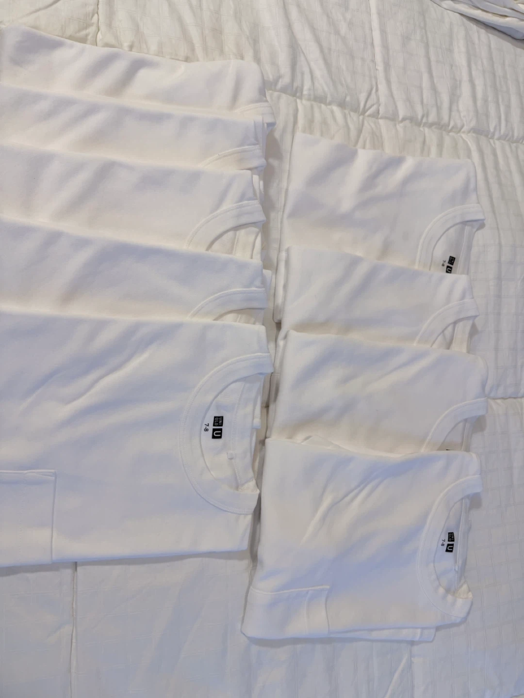 🏆 9-Uniqlo U White T-Shirts - Size 7-8 (Bundle of 7) - photo 2
