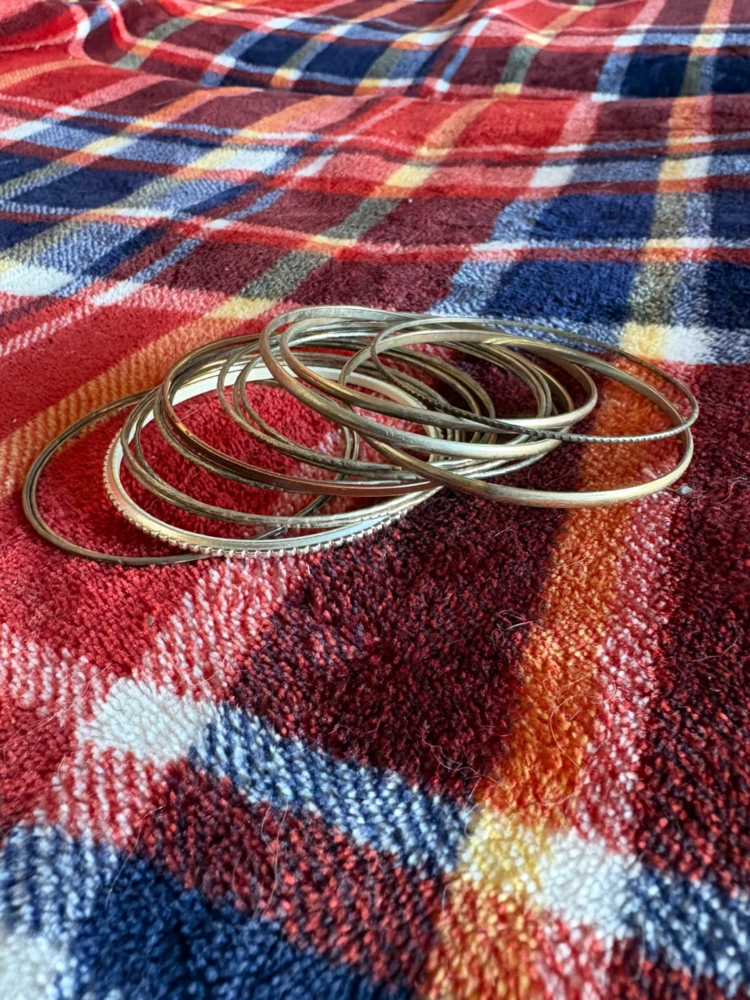 Set of 10 Silver-Tone Bangles 🏆