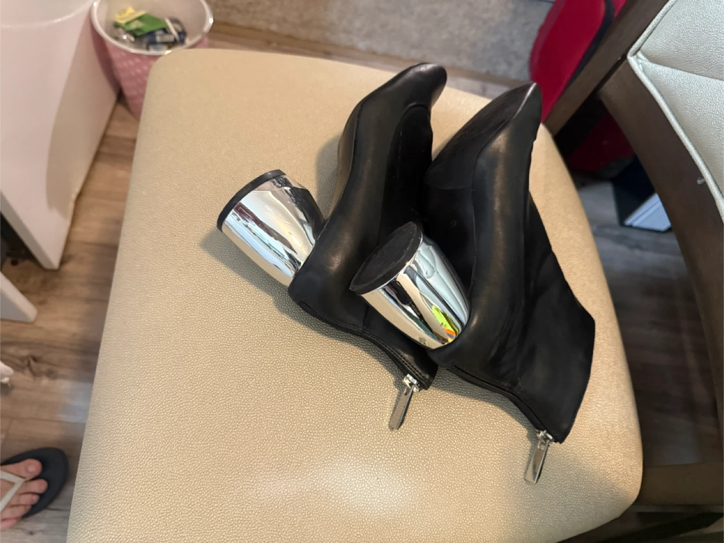 ZARA Black Ankle Boots with Silver Heel - photo 2