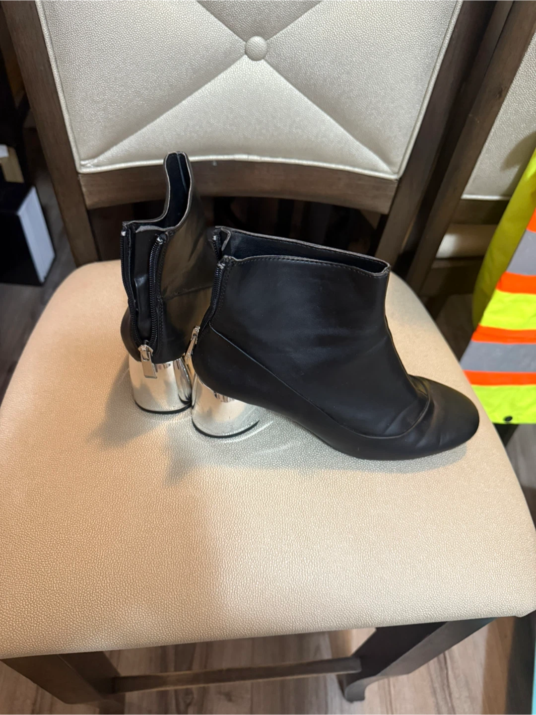 ZARA Black Ankle Boots with Silver Heel - photo 4