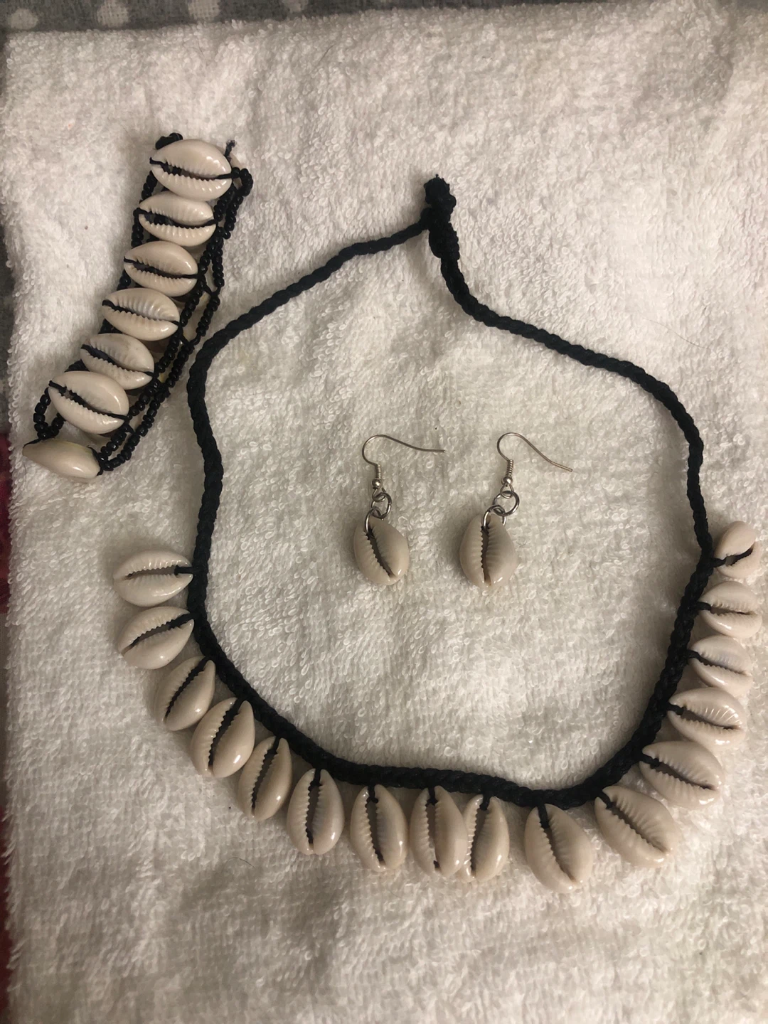 Cowrie Shell Necklace, Bracelet, and Earrings Set