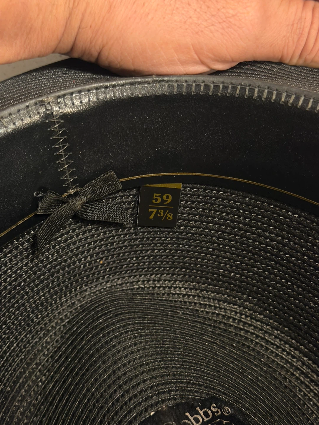 Dobbs Black Straw Fedora Hat - Size 7 3/8 - photo 5