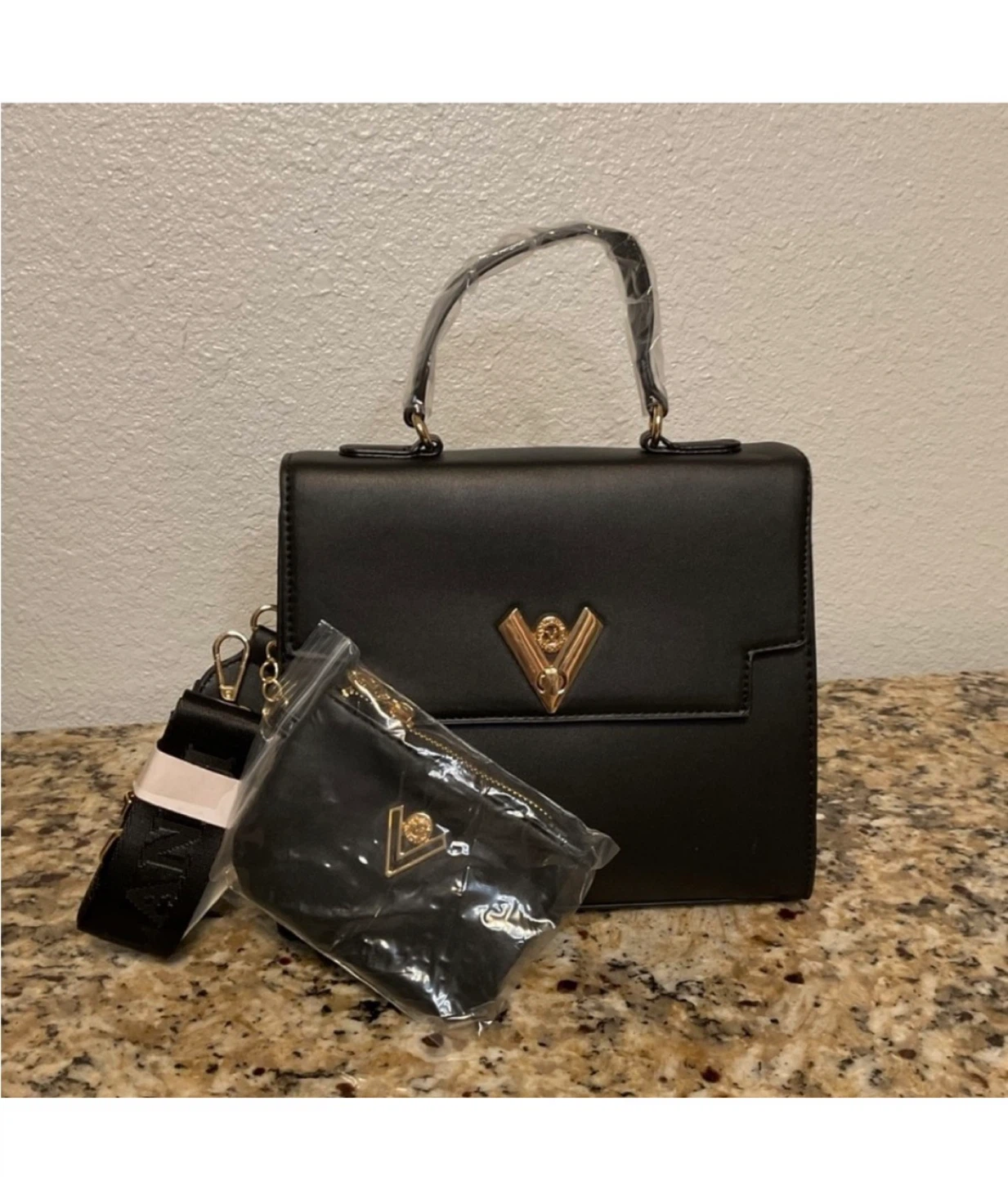 NWT Valentino Orlandi Black Vegan Leather bag