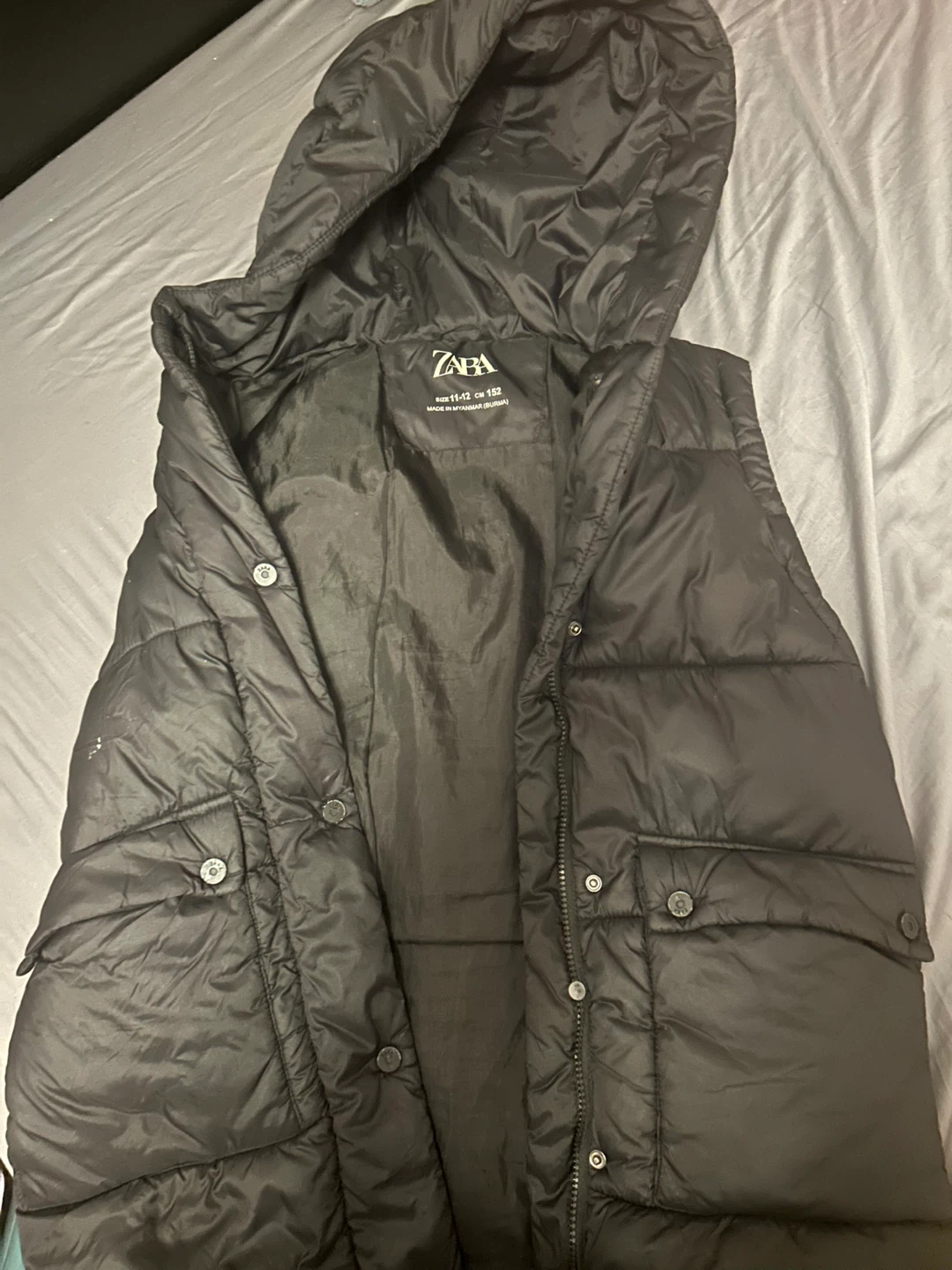 ZARA Puffer Vest with Hood - Size 11-12