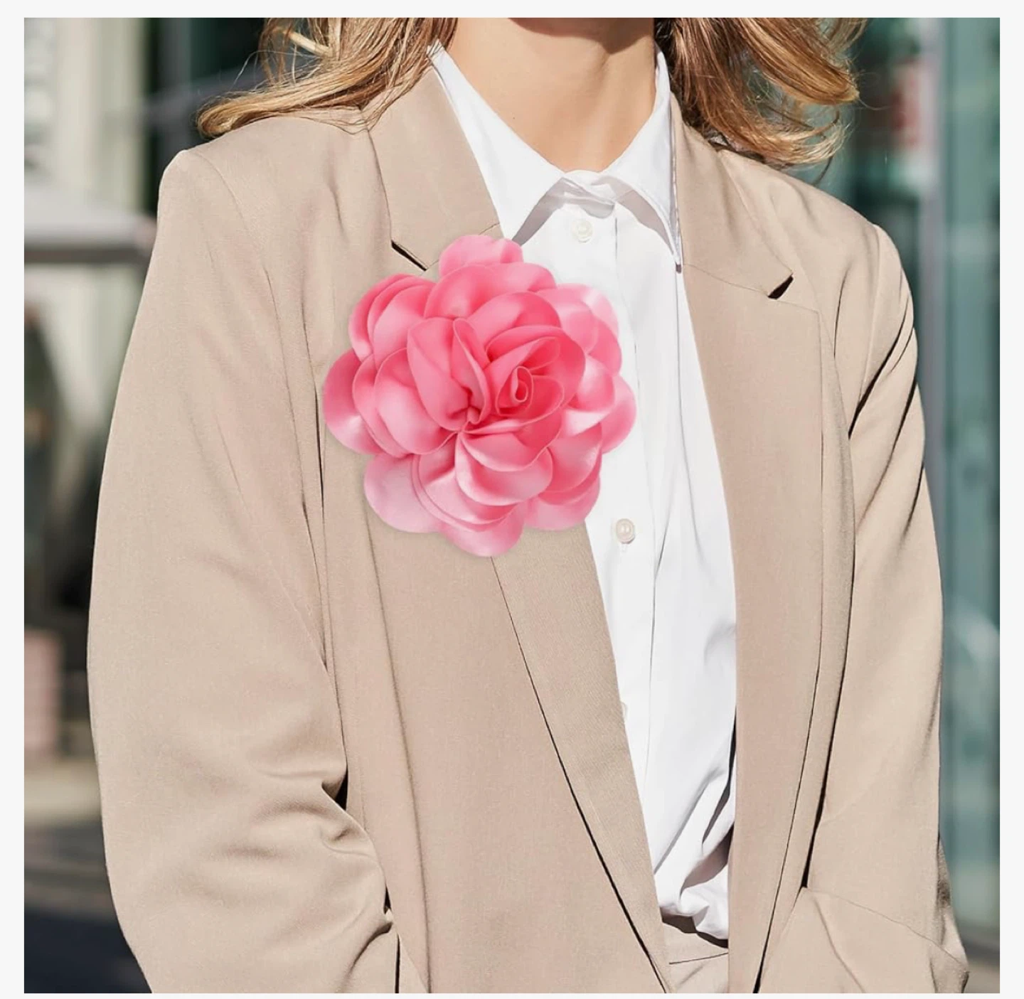 Pink Satin Rose Flower Brooch Hair Clip - photo 5