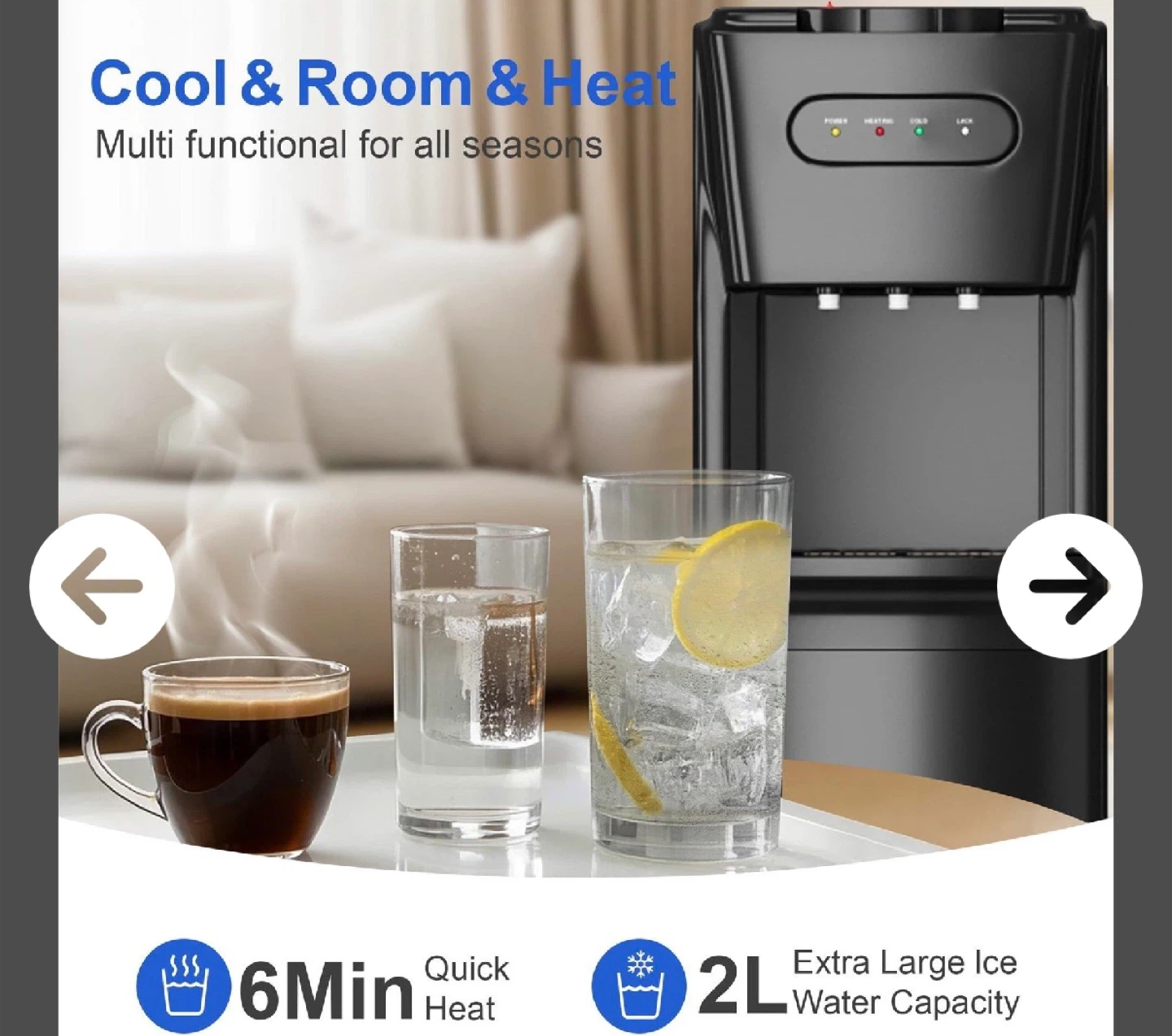 Black Bottom-Loading Water Dispenser - Fits 3-5 Gallon Bottles - photo 4