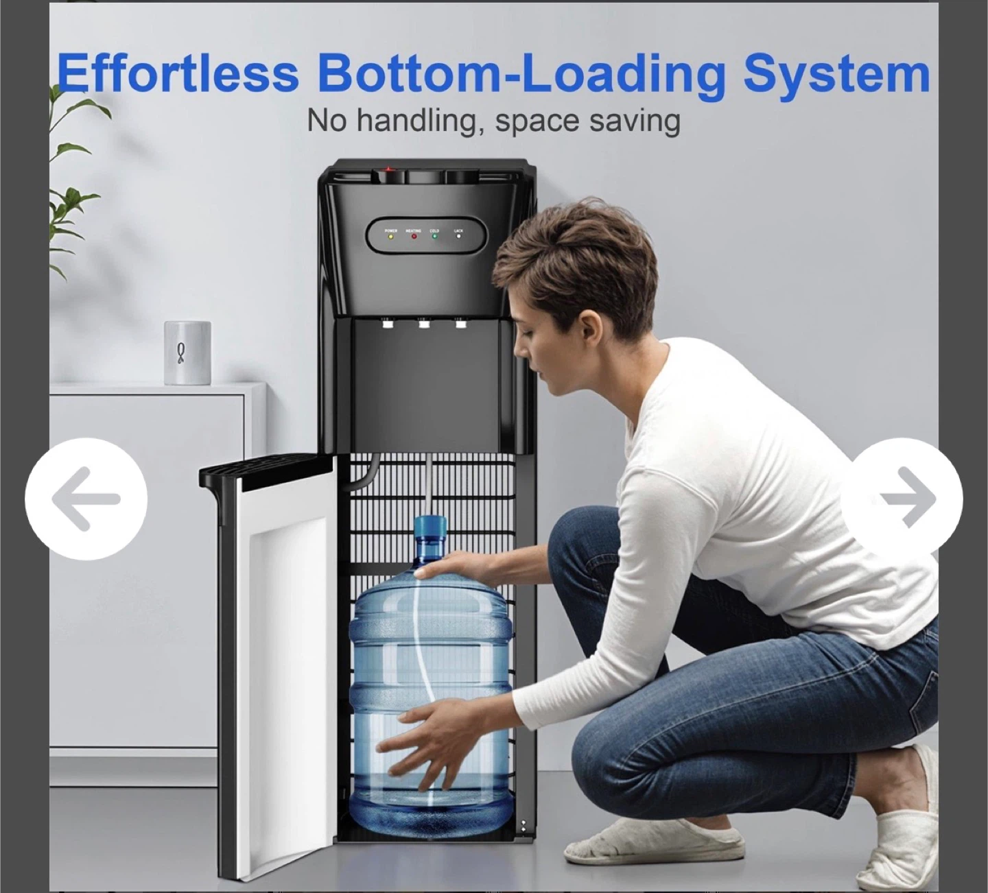 Black Bottom-Loading Water Dispenser - Fits 3-5 Gallon Bottles - photo 3