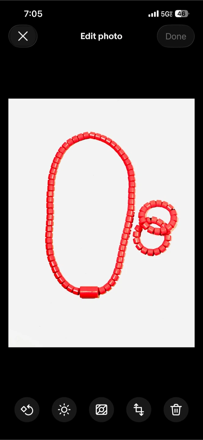 Red Beaded Necklace and Bracelet Set