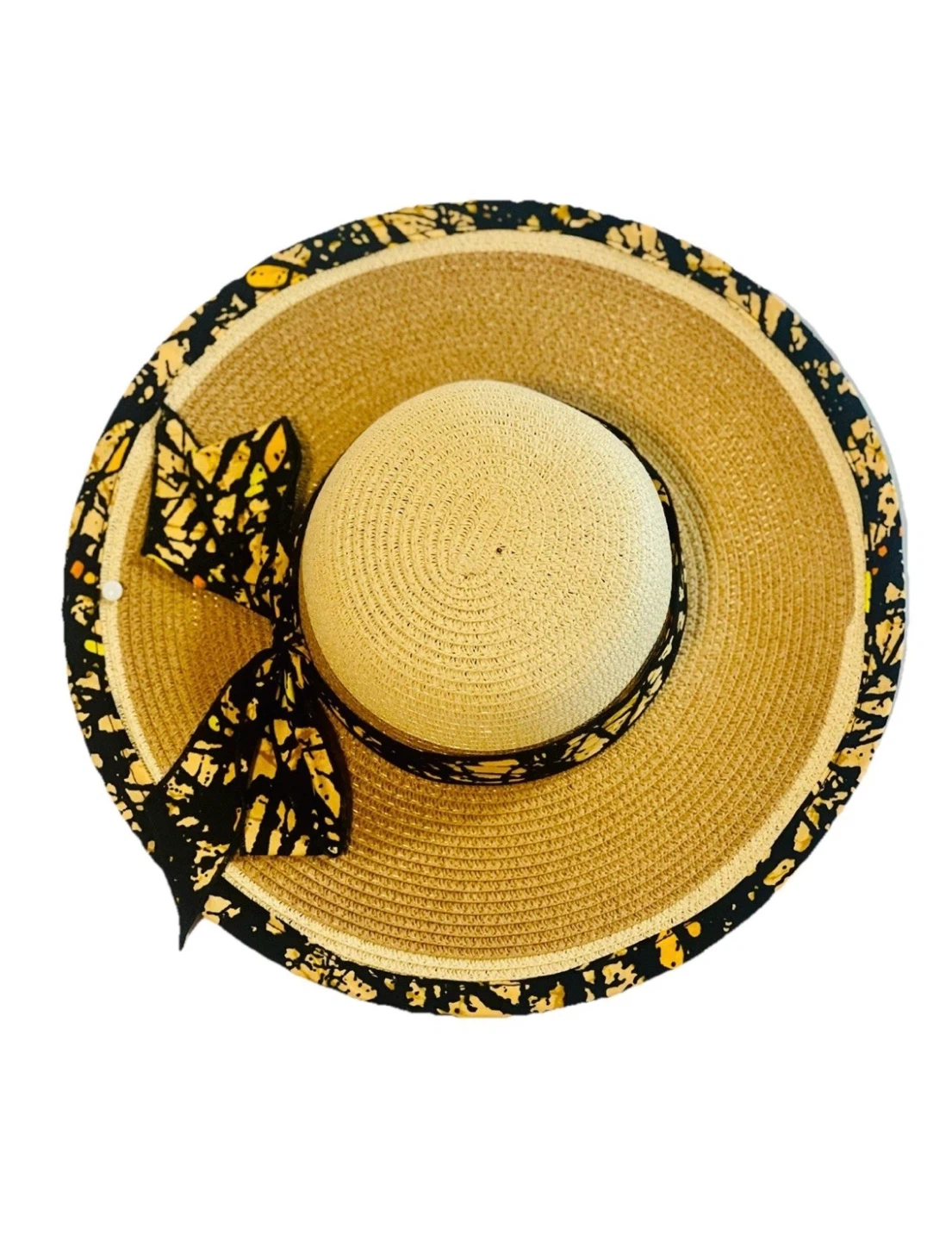 Wide Brim Sun Hat with Decorative Bow