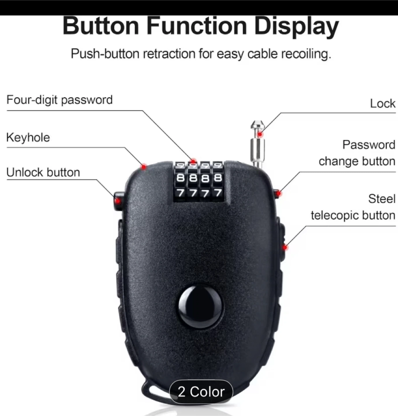 New Ski and snowboard Black combo  Cable Lock - photo 2