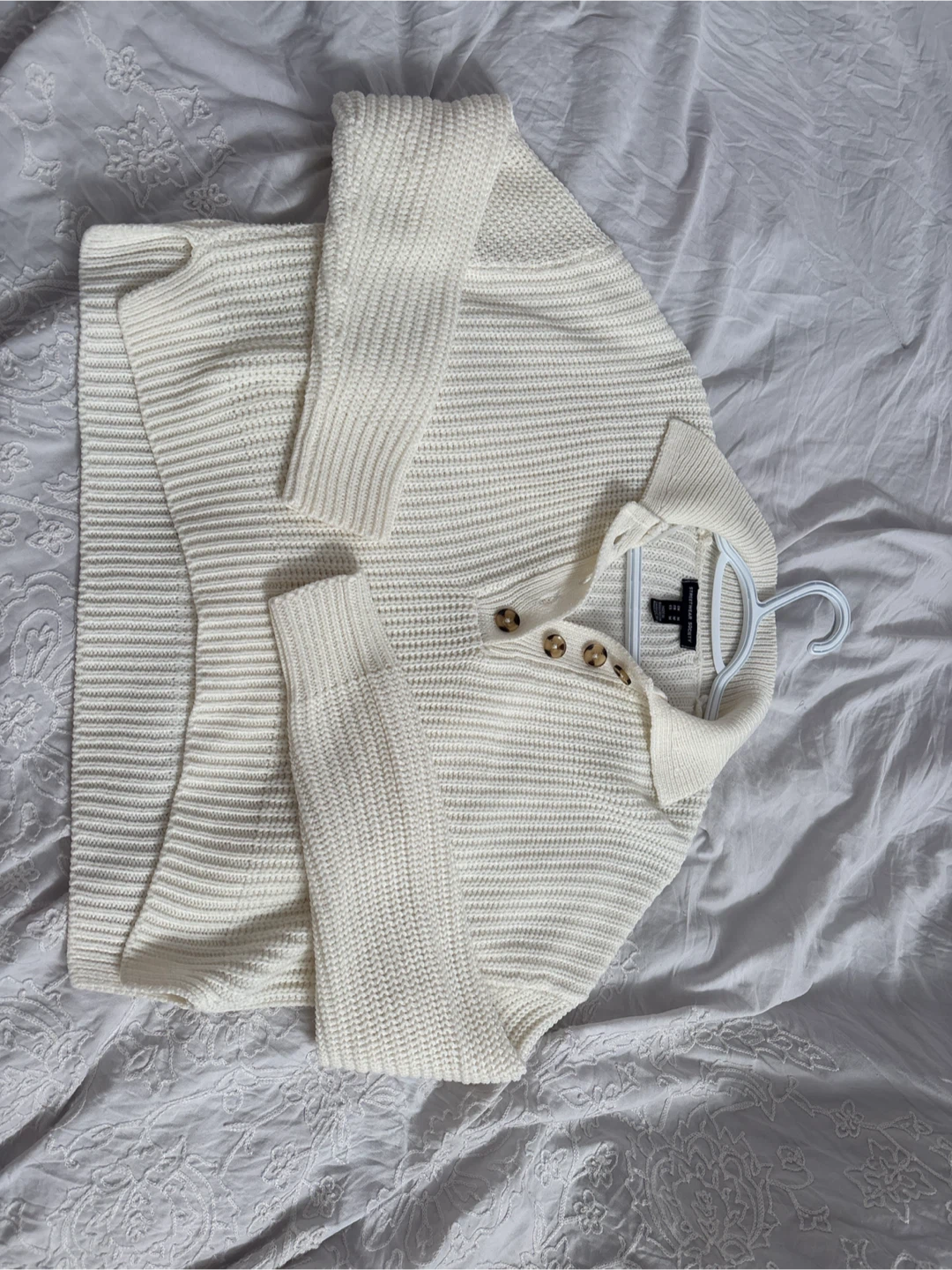 Cream Knit Button Neck Sweater - photo 2