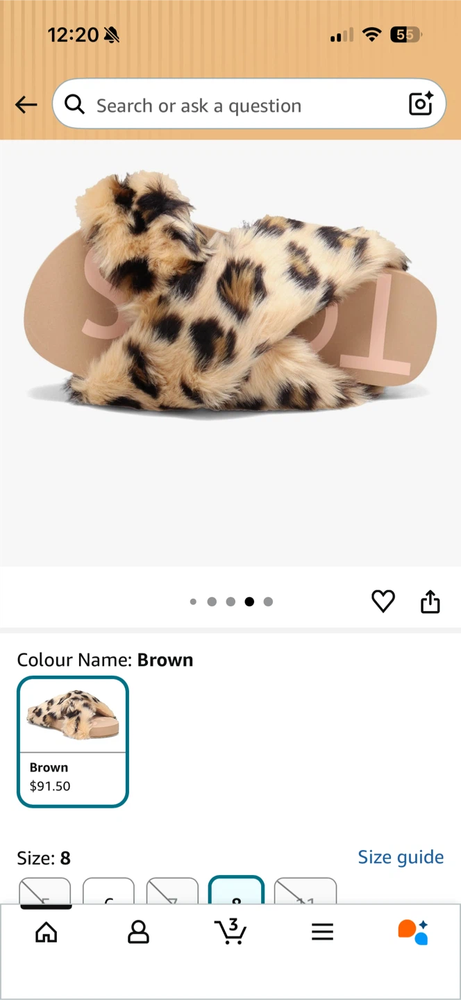 Totes Leopard Print Fuzzy Slides Size 8