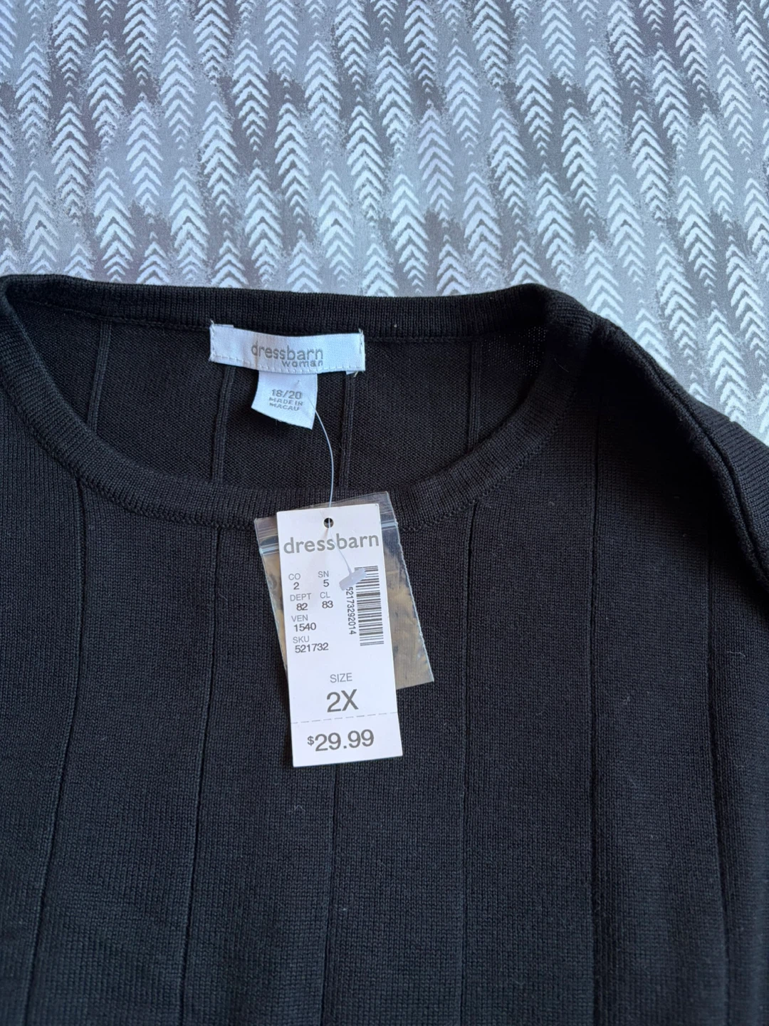 Dressbarn Black Ribbed Long Sleeve Sweater - Size 2X