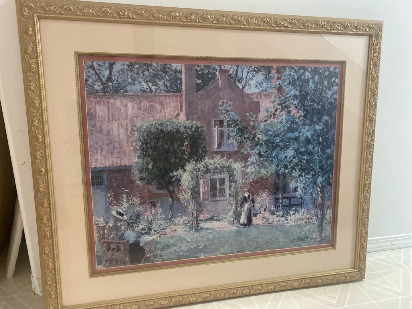 Framed Art Print of a Country House Garden Scene - photo 2