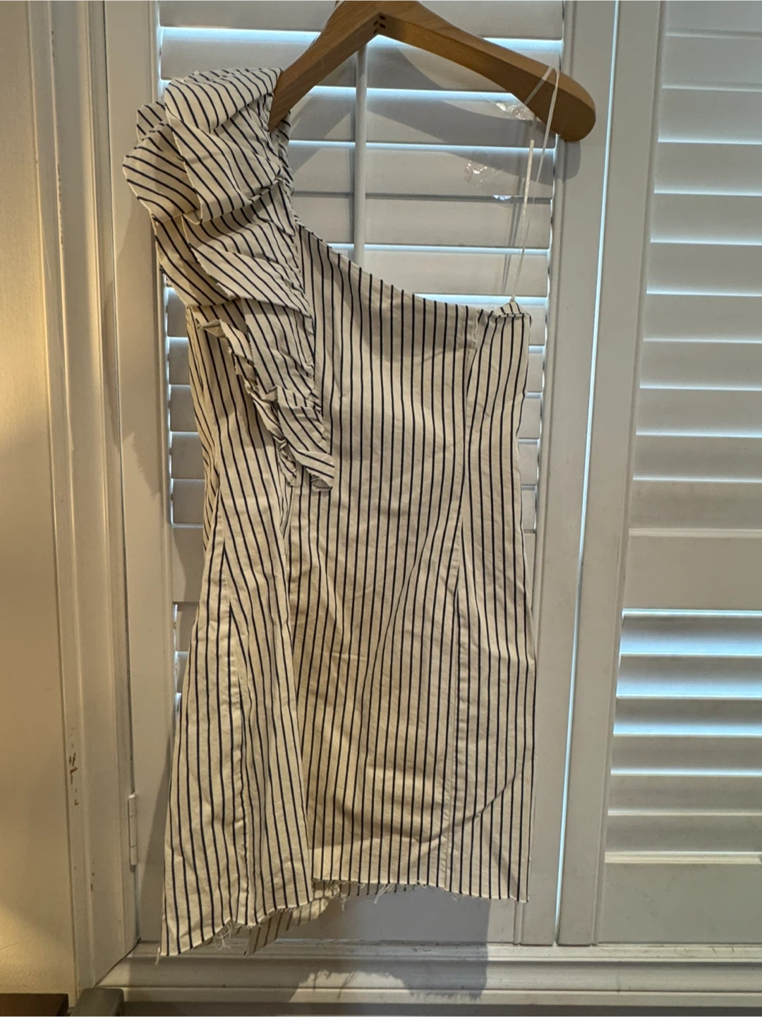 ZARA Striped One-Shoulder Ruffle Dress XS - photo 5