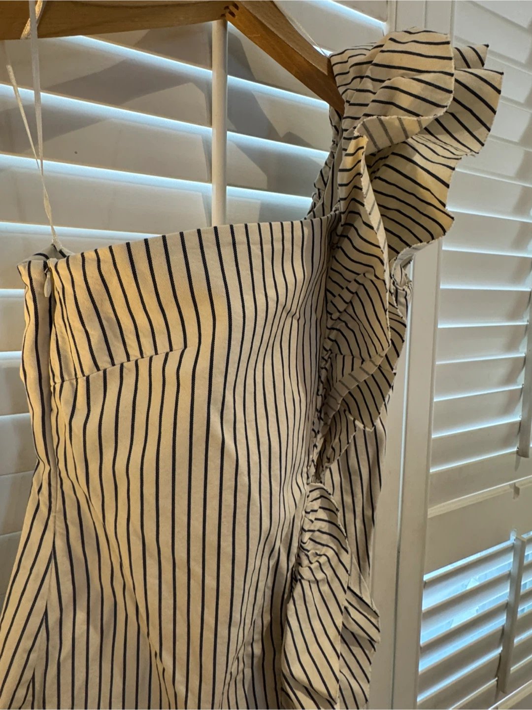 ZARA Striped One-Shoulder Ruffle Dress XS - photo 4