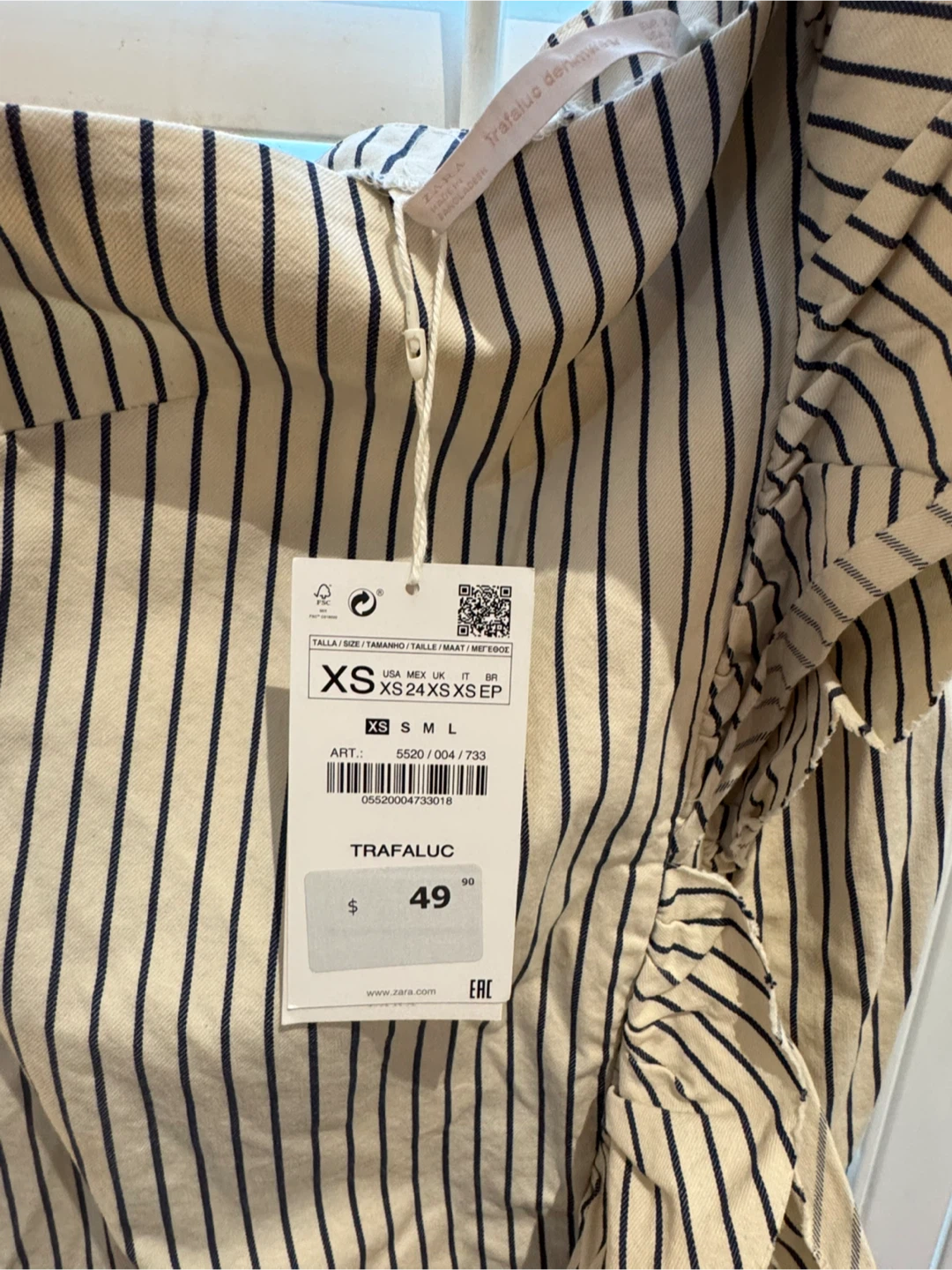 ZARA Striped One-Shoulder Ruffle Dress XS - photo 3