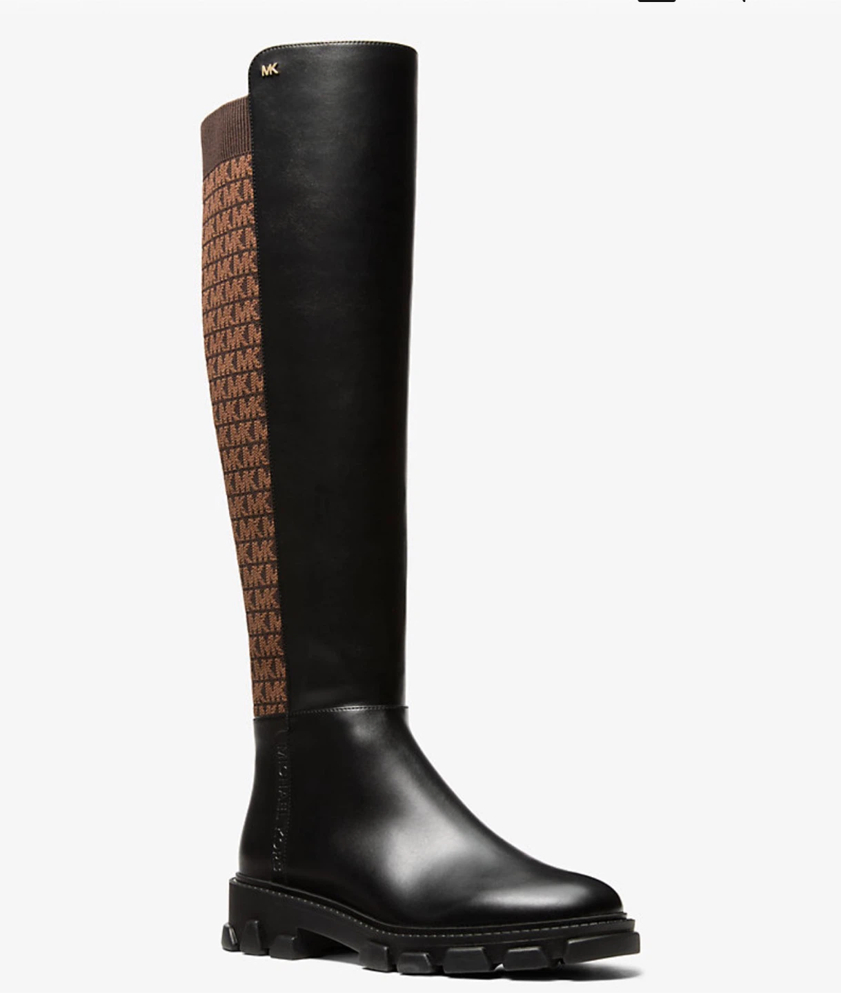 Michael Kors Women's Black Leather Knit Over-the-Knee Boots