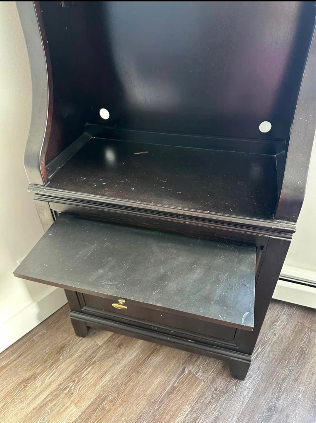 Dark Brown Wooden Secretary Desk with Drawers - photo 3